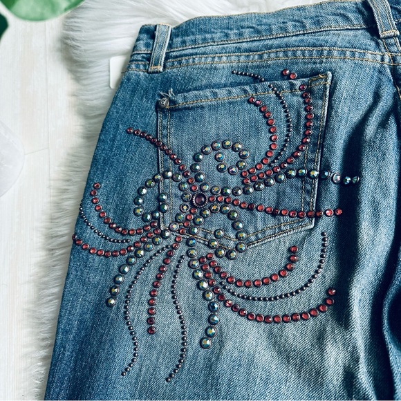 NWT Kippys Swarovski Embellished Pinwheel Flare Designer Jeans Made in USA, 29 - Picture 9 of 14